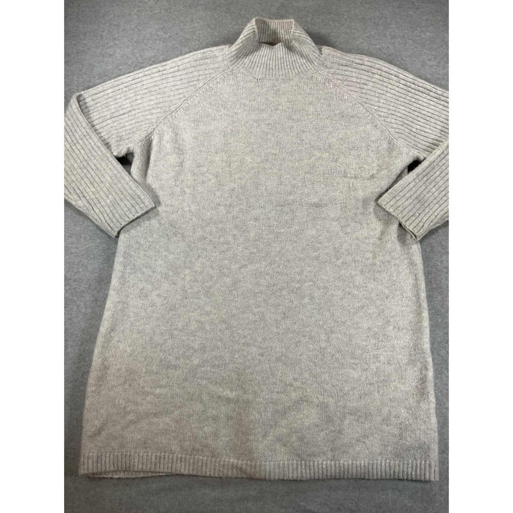 Zara Womens XL Gray Ribbed Raglan Sleeve Mock Neck Knit Sweater Dress 2673